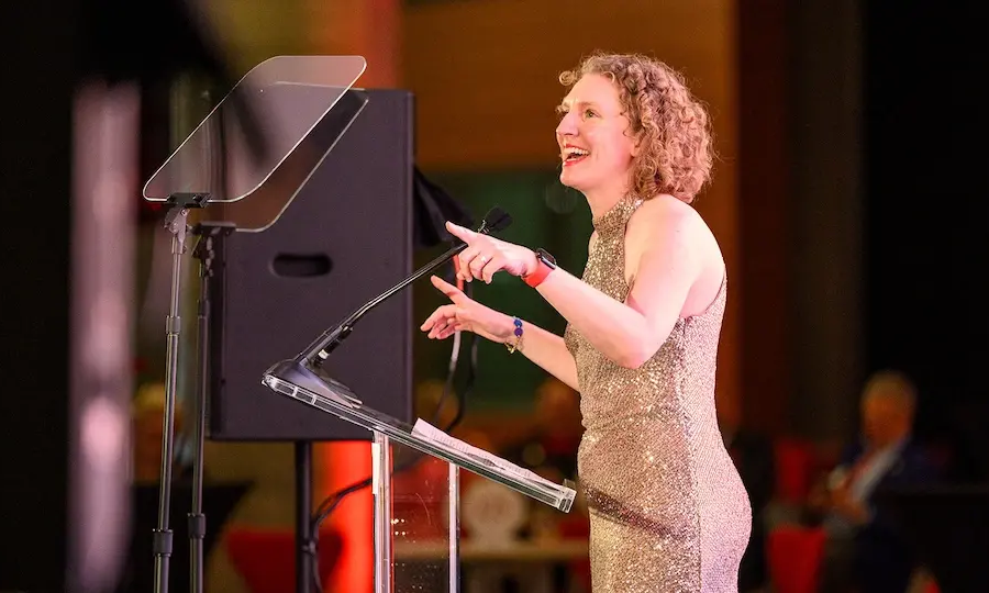 Prof. Steffi Diem speaking at event